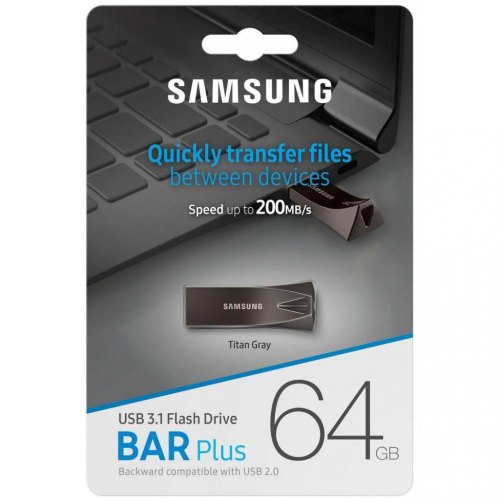 USB флеш 64GB Samsung Bar Plus Black (MUF-64BE4/APC)