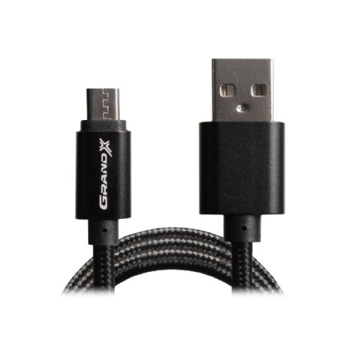 Кабель Grand-X USB-micro USB FM01 2,1A, 1m, Black/Black