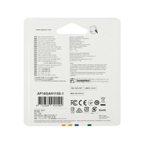 USB флеш 16GB Apacer AH115 Silver (AP16GAH115S-1)