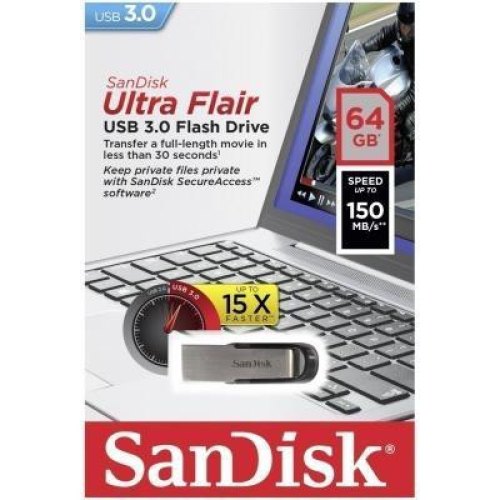 USB флеш SanDisk   64GB USB 3.0 Type-A Flair R150MB/s