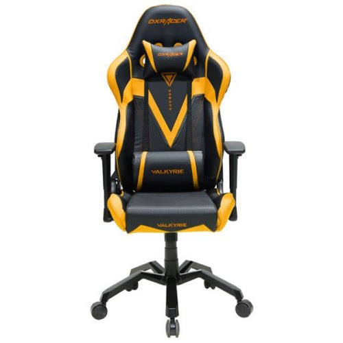 Крісло для геймерів DXRACER VALKYRIE OH/VB03/NA (чорні/жовті вставки) PU шкіра, AL основа