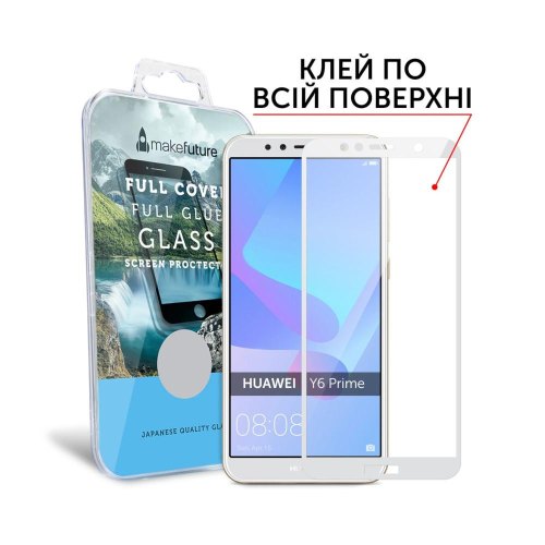 Захисне скло  MakeFuture Full Cover Full Glue для Huawei Y6 Prime 2018 White