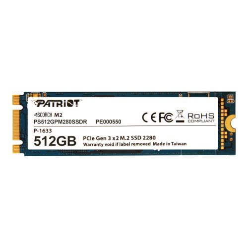 Накопичувач SSD NVMe M.2 2280 Patriot Scorch 512GB PCIe 3.0 TLC (PS512GPM280SSDR)