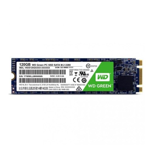 Накопичувач SSD M.2 2280 Western Digital Green 120GB SATAIII 3D TLC (WDS120G2G0B)