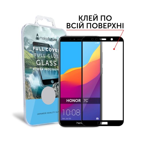 Захисне скло  MakeFuture Full Cover Full Glue для Honor 7C Black