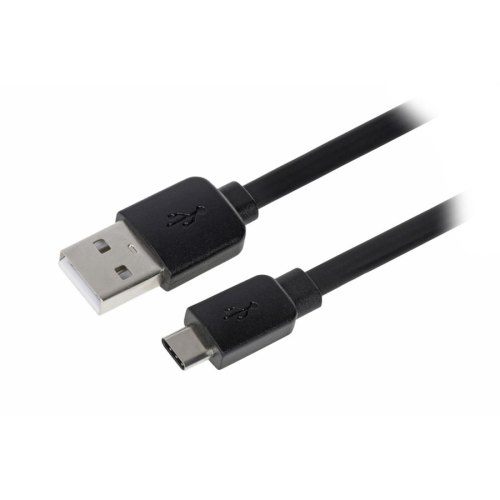 Кабель 2E USB 2.0 to Type-C Flat Single Molding Type, Black, 1m