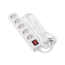 Подовжувач мережевий 2E 5хТип F, 3х1.5мм кв, 16A, 3м, білий