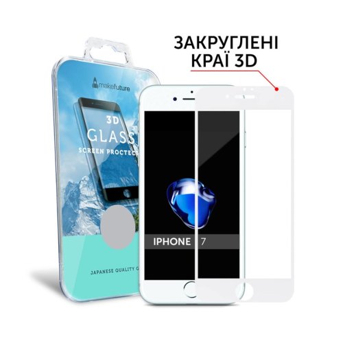 Захисне скло  MakeFuture 3D для Apple iPhone 7/8 White