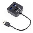 Концентратор, Lapara LA-MicroUSB-OTG-HUB-CR black, USB-хаб Lapara OTG Combo USB 2.0 2 порта + кард-ридер