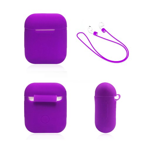 Airpods Silicon case with protective SLIM 2в1(+Strap) Violet