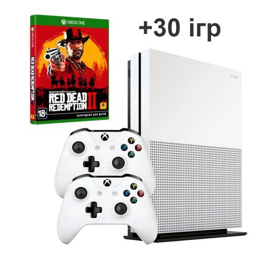 Ігрова консоль Microsoft Xbox One S 1TB + диск RedDEAD redemption 2 + 2 геймпада + 30 ИГР