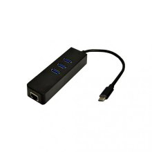Адаптер Dynamode USB 3.1 Type-C - RJ45 Gigabit Lan, 3*USB 3.0-порти, Win7/Mac OS X, чорний