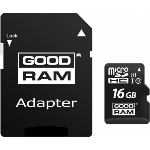 microSDHC карта 16GB GoodRam class10 UHS-1 з SD адаптером (M1AA-0160R12)
