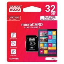 microSDHC карта 32GB GoodRam class10 UHS-1 з SD адаптером (M1AA-0320R12)