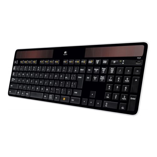 Клавіатура бездротова, Logitech K750 Solar RUS Black радіо (920-002938), стандартна, 104 , аккум, зарядка від світла, USB-нано Unifying, чорний, RTL