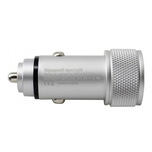 Автомобільний зарядний пристрій Grand-X CH-07 (2USB 3.1A, 12-24V), Light Grey metallic (CH-07LG)