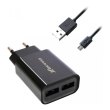 МЗП Grand-X 2USB 5V, 2,4A (CH-45UMB) +cable Micro USB із захистом від перевантаження, Black