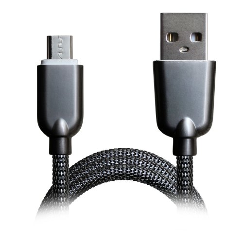 Кабель Grand-X USB-micro USB MM-02 1,5A 1m, металічне плетіння, MM02DS, Dark Silver