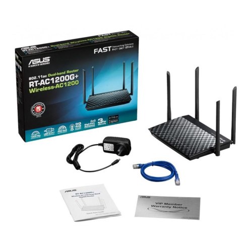 Маршрутизатор ASUS RT-AC1200G+ AC1200, 4xGE LAN, 1xGE WAN, 1xUSB2.0, MU-MIMO, Beamforming