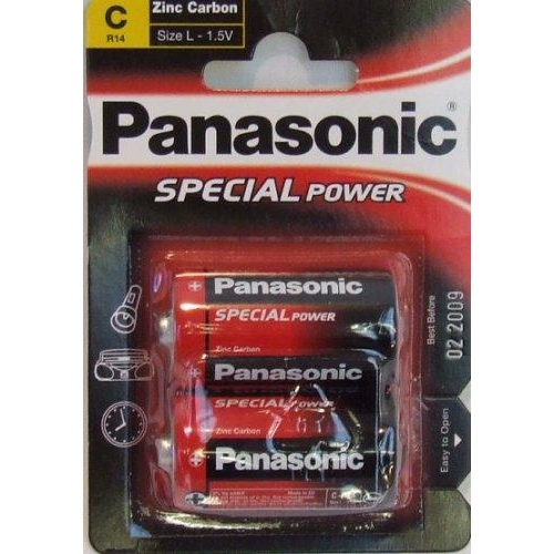 Батарейка Panasonic RED ZINK вугільно-цинкова C(R14) блістер, 2 шт.