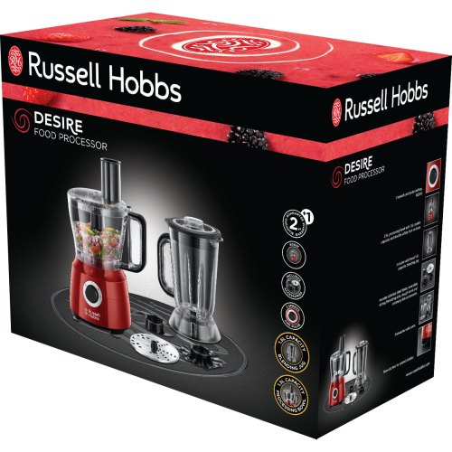 Кухонна машина Russell Hobbs Desire 600Вт, чаша-пластик, корпус-пластик, червоний