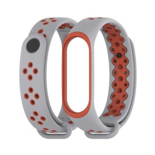 Браслет для Xiaomi Mi Band 4 / 3 (Sport silicone) Grey/Red