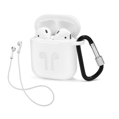 Airpods Silicon case with carbine+straps clear (in box)