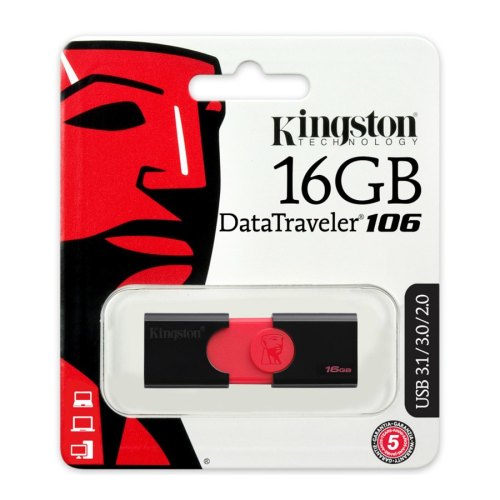 USB Флеш 16GB Kingston DataTraveler 106 Black-Red (DT106/16GB)