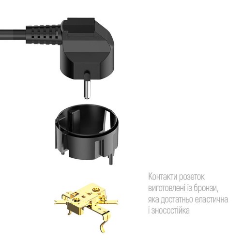 Мережевий фільтр-подовжувач, 2м, 6 розеток + 4 USB, ColorWay (CW-CHE64B), чорний