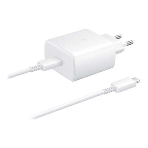 Мережевий зарядний пристрiй Samsung EP-TA845XWEGRU 45W Super Fast Charging + Power Delivery (Type-C + Type-C cable 5A), White
