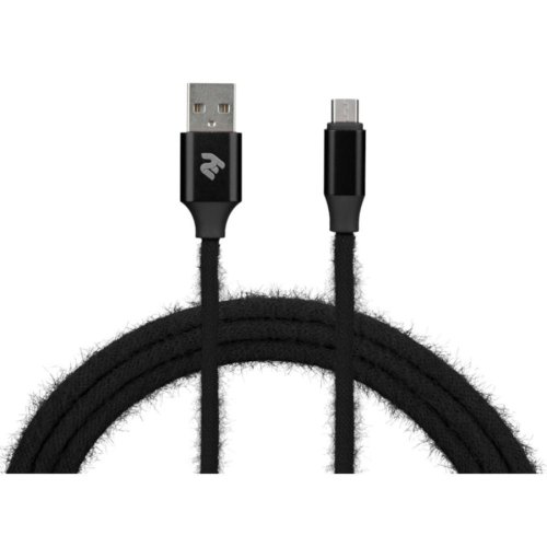 Кабель 2E Fur USB 2.4 to Micro USB Cable, 1m, Black