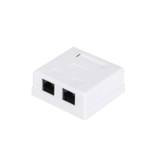 Розетка,  Кат.6,  UTP 8P8C RJ45 2порта , накладна, біла
