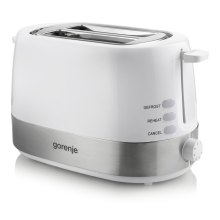Тостер Gorenje, 850Вт, функц. розморожування, автовідключення, пластик/металл, білий
