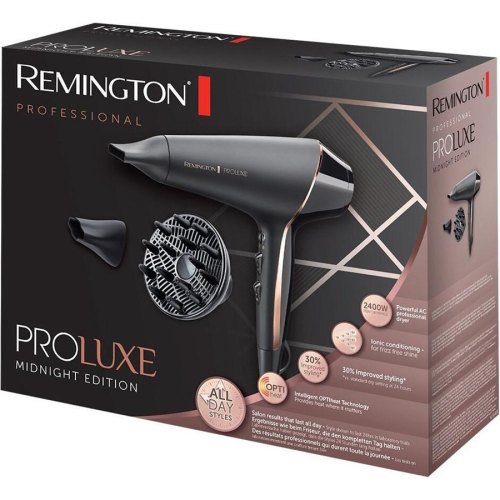 Фен Remington ProLuxe Midnight Edition, 2400Вт, 3 режими, дифузор, іоніз-я, хол. обдув, чорний