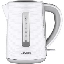 Електрочайник Ardesto White stripes 1.7л, Strix, пластик, біло-сірий