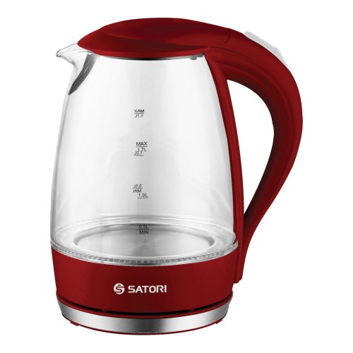 Електрочайник Satori SGK-4110-RD 1,7 л/2000ВТ, диск, скло, підсвічування