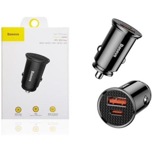 АЗП Baseus Circular Plastic A+C 30W  PPS Car Charger Black