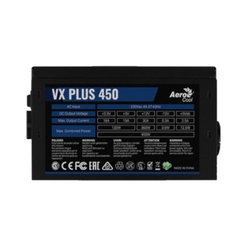 Блок живлення 450W AEROCOOL VX PLUS 450 (VX PLUS 450) v.2.3 Fan12см 80+ Brown box