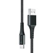 Кабель Grand-X USB type-C FC-12B 3A, 1.2m, Fast Сharge, nylon braided, BOX, Black