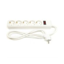 Мережевий фільтр PowerPlant JY-1056/5 (PPSA10M50S5) 5 розеток, 5 м, білий