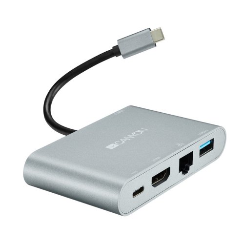 Док-станція CANYON CNS-TDS04DG 5-в-1, USB Type C, Срібний (CNS-TDS04DG)