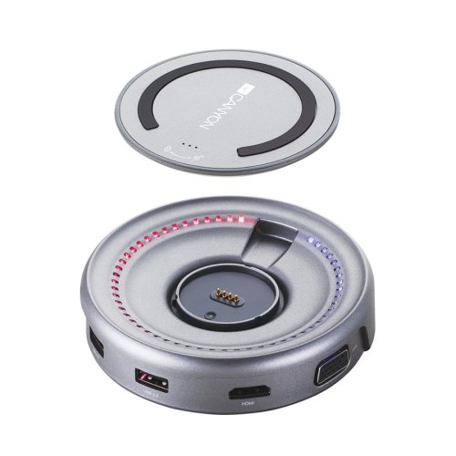 Док-станція CANYON CNS-TDS07DG 6-в-1 USB Type C з бездротовою зарядкою, Срібний (CNS-TDS07DG)