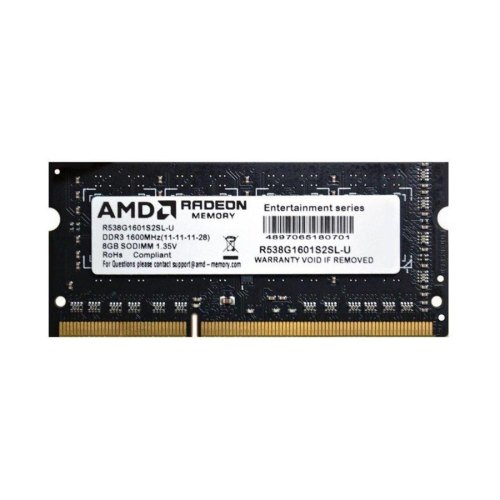 Модуль пам'яті SODIMM DDR3L 8GB, 1600 MHz, AMD R5 Performance Series (R538G1601S2SL-U)