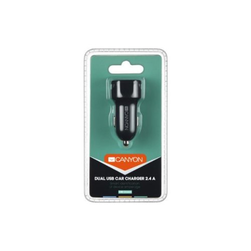 Автомобільний зарядний пристрій CANYON CNE-CCA04B 2xUSB 2.4A Black-Orange (CNE-CCA04B)