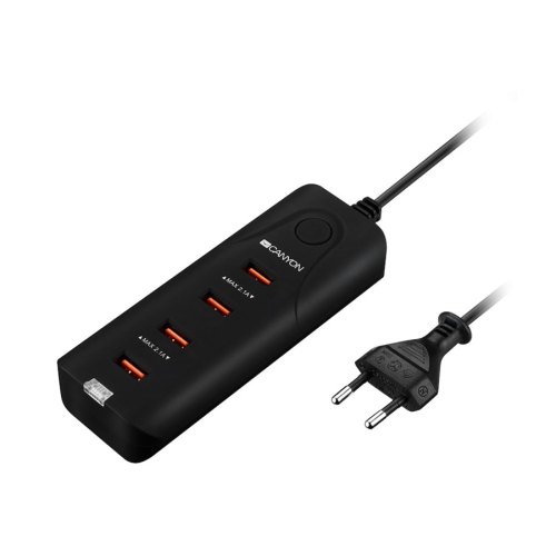 Мережевий зарядний пристрій CANYON CNE-CHA09B 4xUSB 4.2A Black (CNE-CHA09B)