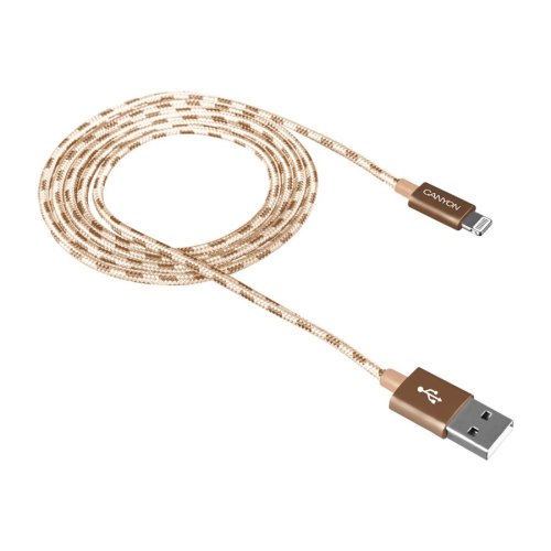 Кабель CANYON CNE-CFI3GO 8-pin Lightning - USB, 1 м, Lightning, плетений, Gold (CNE-CFI3GO)