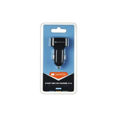 Автомобільний зарядний пристрій CANYON CNE-CCA06B 3xUSB 3.1A Black-Orange (CNE-CCA06B)