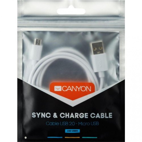 Кабель CANYON CNE-USBM1W USB - microUSB, 1 м, White (CNE-USBM1W)