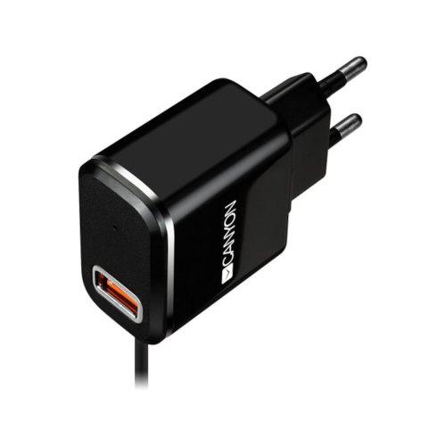 Мережевий зарядний пристрій CANYON CNE-CHA041BS USB + Micro USB 2.1А Black (CNE-CHA041BS)