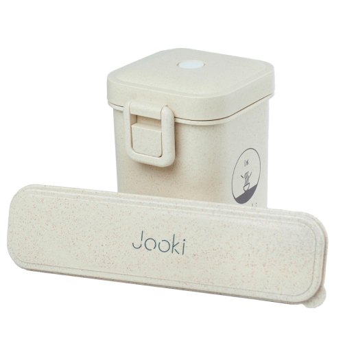 Ланч бокс супниця Cup з екоматеріала + вилка, ложка, ніж бежевий 600 мл